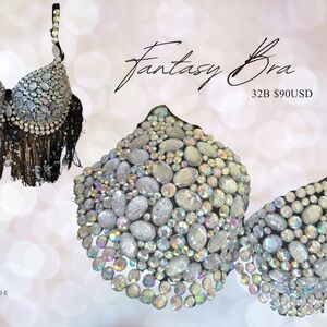 Black Festival Bra with Rhinestones